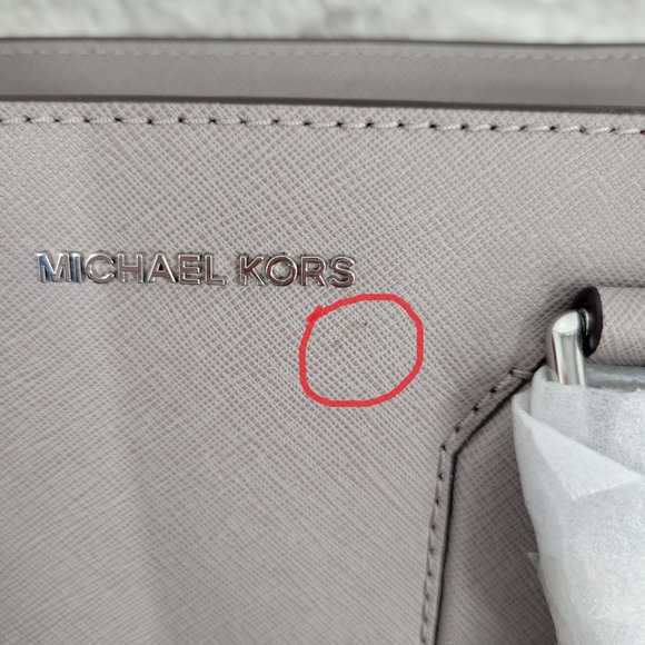 Wfp NewMichael Kors Women Pearl Gray Selby Medium Leather Satchel Tote Handbag - Picture 8 of 12